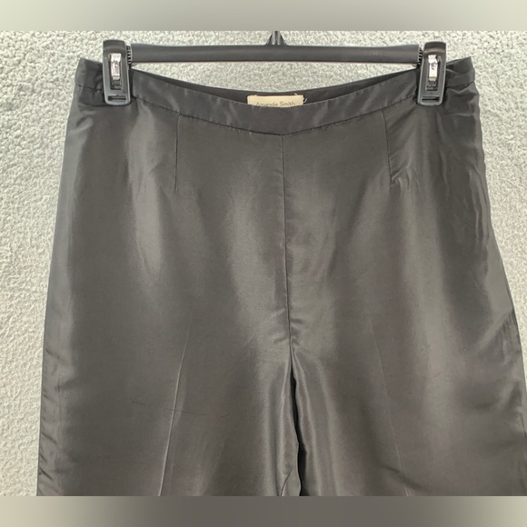 NWT Amanda Smith Pure Silk Women’s Plus Black Flat Side Zip Up Pants Size 14 - Picture 5 of 16